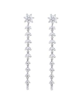 商品Shashi | Cubic Zirconia Flower Linear Drop Earrings in White Gold Plated,商家Bloomingdale's,价格¥663图片