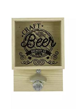 商品Koopman International | 10.25" Wood and Glass 'Craft Beer Brewery Co' Bottle Opener with Storage Box,商家Belk,价格¥230图片