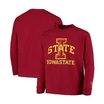 CHAMPION | Big Boys and Girls Cardinal Iowa State Cyclones Lockup Long Sleeve T-shirt 