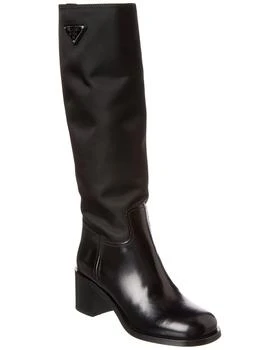 Prada | 【左右不一】Prada Nylon & Leather Knee High Boot,商家品牌清仓区,价格¥5278