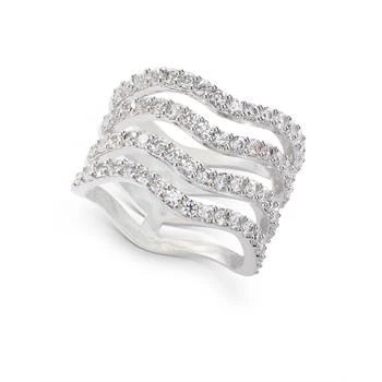 INC International | Silver-Tone Crystal Wavy Multi-Row Ring, Created for Macy's,商家Macy's,价格¥296