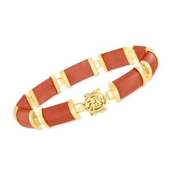 Ross-Simons | Ross-Simons Red Jade "Good Fortune" Bracelet in 14kt Yellow Gold,商家Premium Outlets,价格¥3680