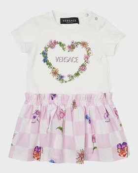 推荐Girl's Logo Heart-Print Damier Flowers Dress, Size 18M-2商品