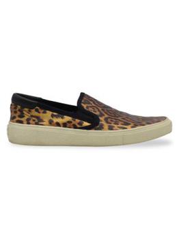推荐Saint Laurent Venice Leopard-Print Slip On Sneakers In Multicolor Canvas Athletic Shoes Sneakers商品
