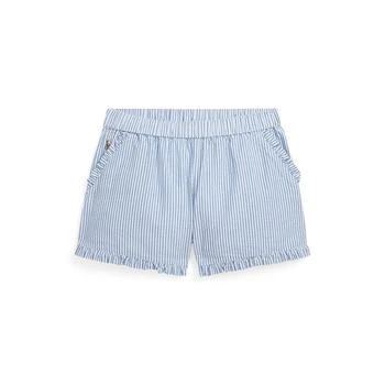 Ralph Lauren | Big Girls Striped Ruffled Cotton Seersucker Shorts,商家Macy's,价格¥258