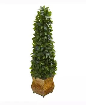 NEARLY NATURAL | 38in. Sweet Bay Cone Topiary Artificial Tree in Decorative Metal Planter,商家Macy's,价格¥1055