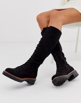 推荐ASOS DESIGN Courtney chunky lace up knee high boots商品