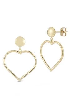 Ember Fine Jewelry | 14K Yellow Gold Open Heart Drop Earrings,商家Nordstrom Rack,价格¥2683
