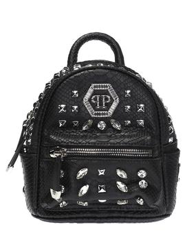 product Philipp Plein Ladies Crystal Studs Black Leather Backpack image