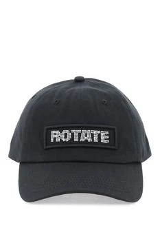 ROTATE Birger Christensen | Cotton baseball cap with rhinestone logo,商家Coltorti Boutique,价格¥254
