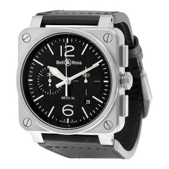 yee si海淘, Bell and Ross | Aviation Automatic Black Dial Black Leather Mens Watch BR0394-BL-SI/SCA商品图片 9折