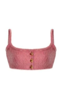 推荐Miu Miu - Wool Boucle Cropped Top - Pink - IT 40 - Moda Operandi商品