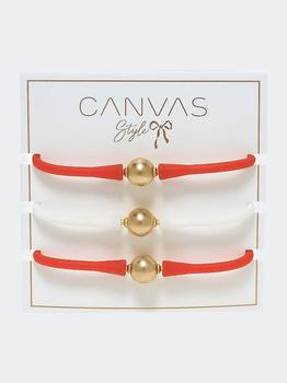 商品Canvas Style | Bali Game Day 24K Gold Bracelet Set Of 3 In Orange And White,商家Verishop,价格¥509图片