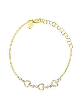商品Meira T | 14K Yellow and Gold & 0.19 TCW Diamond HeartsBracelet,商家Saks Fifth Avenue,价格¥5581图片