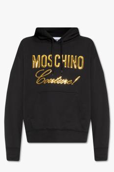 Moschino | MOSCHINO 男士黑色棉质金色字母徽标印花连帽卫衣 A1786-7228-2555商品图片,独家减免邮费