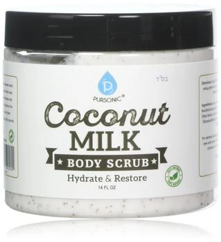 PURSONIC | Coconut Milk Body Scrub 14oz, with Dead Sea Salt, Almond Oil and Vitamin E for All Skin Type, Natural Skin Care Formula Helps with Stretch Marks, Eczema, Acne and Varicose Veins,商家Premium Outlets,价格¥90