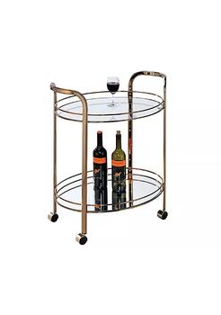 商品Metal Frame Serving Cart with Two Glass Shelves and Casters, Gold,商家Belk,价格¥1116图片