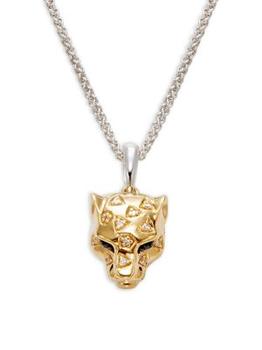 Effy | Sterling Silver, 14K Yellow Gold, Black Sapphire & Diamond Panther Pendant Necklace商品图片,3折, 满$150享7.5折, 满折