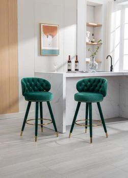 Simplie Fun | Counter Height Bar Stools Set of 2 for Kitchen Counter Solid Wood Legs,商家Premium Outlets,价格¥2316