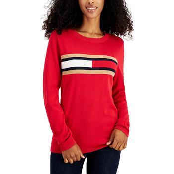 推荐Tommy Hilfiger Womens Logo Colorblock Crewneck Sweater商品