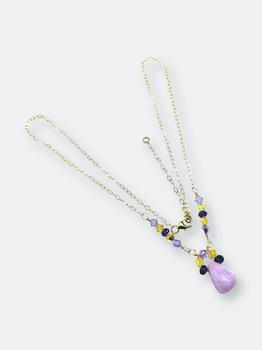 商品Alexa Martha Designs | Lavender Candy Jade Drop Gold Wire Wrapped Necklace,商家Verishop,价格¥964图片