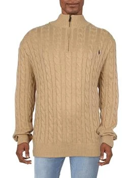Ralph Lauren | Big & Tall Mens 1/4 Zip Cable Knit Pullover Sweater 5.5折, 独家减免邮费