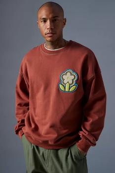 推荐Damson Madder Flower Applique Crew Neck Sweatshirt商品