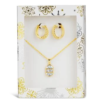 Sterling Forever | Hoop and Cubic Zirconia Pendanet Necklace Peace & Joy Gift Set 