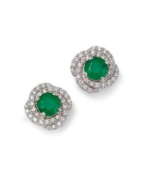 商品Bloomingdale's | Emerald & Diamond Spiral Stud Earrings in 14K White Gold - 100% Exclusive,商家Bloomingdale's,价格¥19960图片