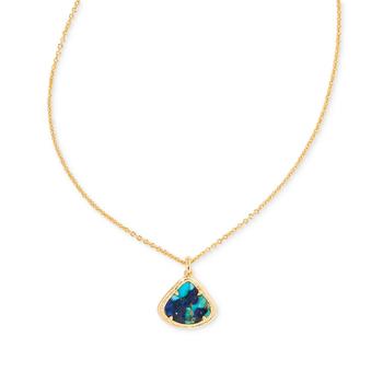 商品14k Gold-Plated Triangle Gemstone 16" Adjustable Pendant Necklace图片