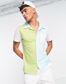 Love Stitch, American Stitch | American Stitch contrast shirt in green & blue商品图片 