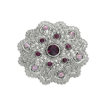 2028 | Crystal Silver-Tone Flower Brooch,商家Macy's,价格¥360