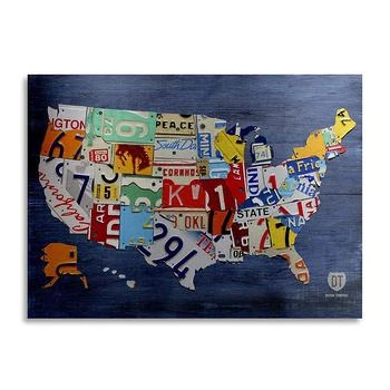 Trademark Global | Design Turnpike 'USA Map' Floating Brushed Aluminum Art - 16" x 22" x 1" 