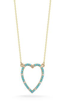 商品Design Lab | 14K Gold & Diamond Turquoise Heart Necklace,商家Lord & Taylor,价格¥3671图片