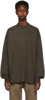 商品Gray Flocked Long Sleeve T-Shirt图片