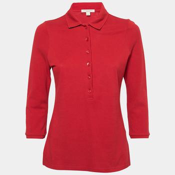 burberry短袖上海, [二手商品] Burberry | Burberry Brit Red Cotton Pique Long Sleeve Polo Shirt M商品图片 8.5折