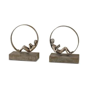 Lounging Reader Set of 2 Antique-Look Bookends