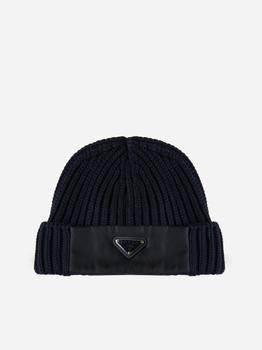 Prada | Logo-plaque wool beanie商品图片,