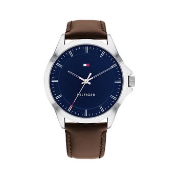 tommy hilfiger手表多少钱, Tommy Hilfiger | Men's Brown Leather Strap Watch 44mm商品图片 8折