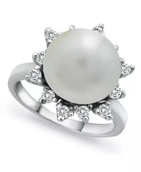 Macy's | Imitation Pearl and Cubic Zirconia Halo Ring in Silver Plate,商家Macy's,价格¥113