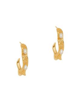 商品Amber Sceats | Ember 24K-Gold-Plated & 3MM Cultured Freshwater Pearl Hoop Earrings,商家Saks Fifth Avenue,价格¥1401图片