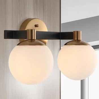 JONATHAN Y | Modernist Globe 15.25" 2-Light Metal/Frosted Glass Modern Contemporary LED Vanity,商家Premium Outlets,价格¥634