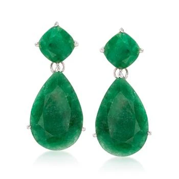 Ross-Simons | Ross-Simons Emerald Drop Earrings in Sterling Silver,商家Premium Outlets,价格¥995