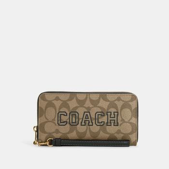 Coach Outlet Long Zip Around Wallet In Signature Canvas With Varsity Motif product img