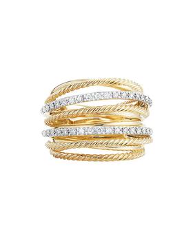 crossover, David Yurman | Crossover Wide Ring in 18K Yellow Gold with Diamonds商品图片 