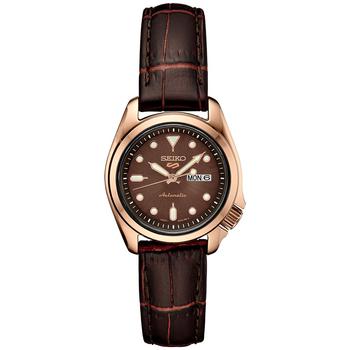 推荐Women's Automatic 5 Sports Brown Leather Strap Watch 28mm商品