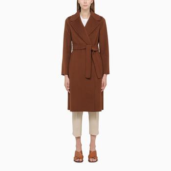 推荐Brown midi coat with belt商品