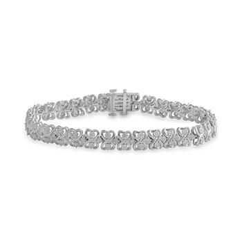 商品Diamond Heart Link Bracelet (1 ct. t.w.) in Sterling Silver图片