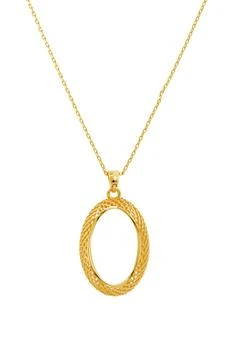 Savvy Cie Jewels | 18K Gold Plated Honeycomb Oval Pendant Necklace 1.8折