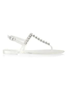 推荐Pearl Crystal-Embellished Jelly Thong Sandals商品